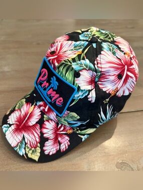 Prime Domeheadwear Baseball Cap Hawaiian Floral Pattern with Logo Patch Preowned